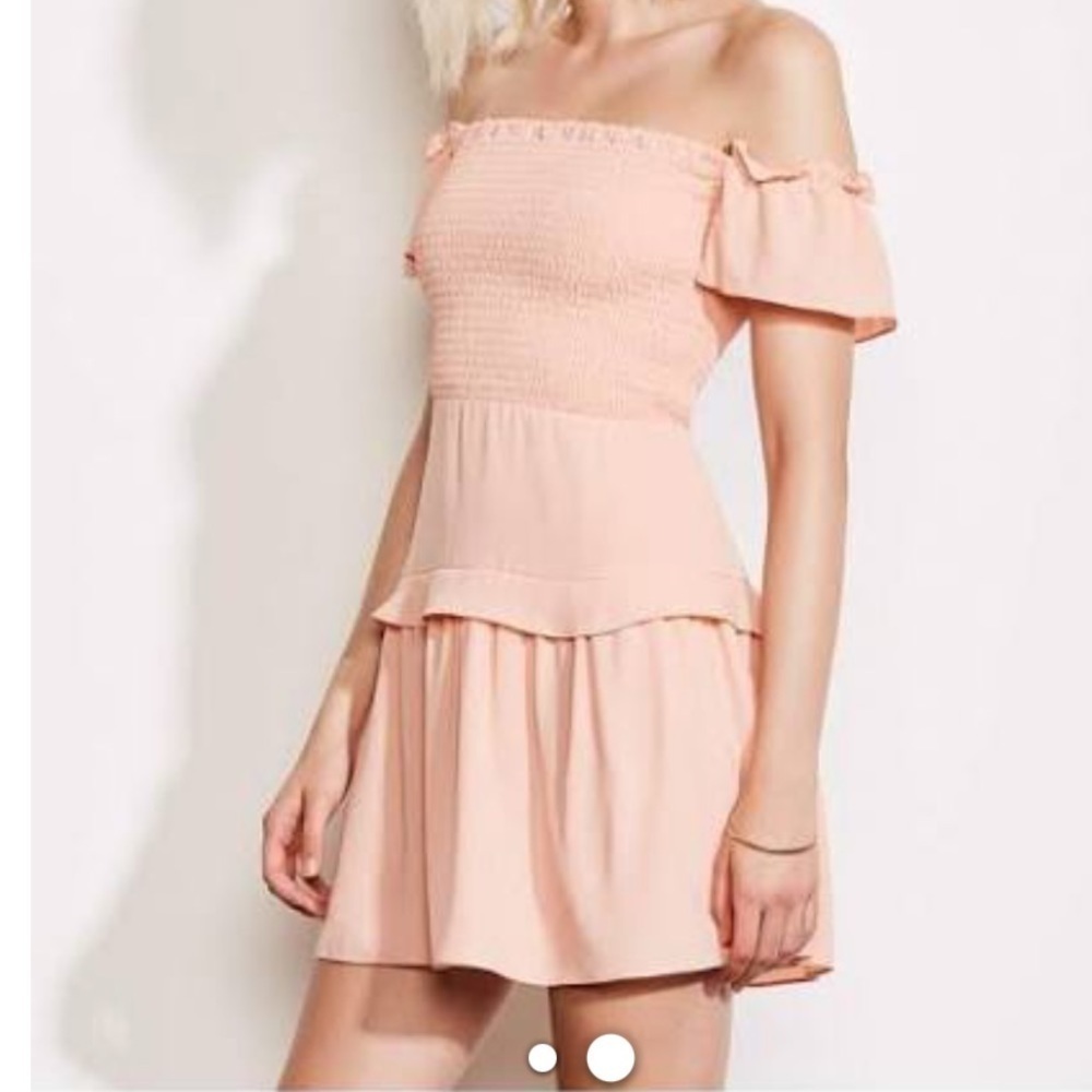 ALI & JAY Blush Pink Off-Shoulder Mini Dress